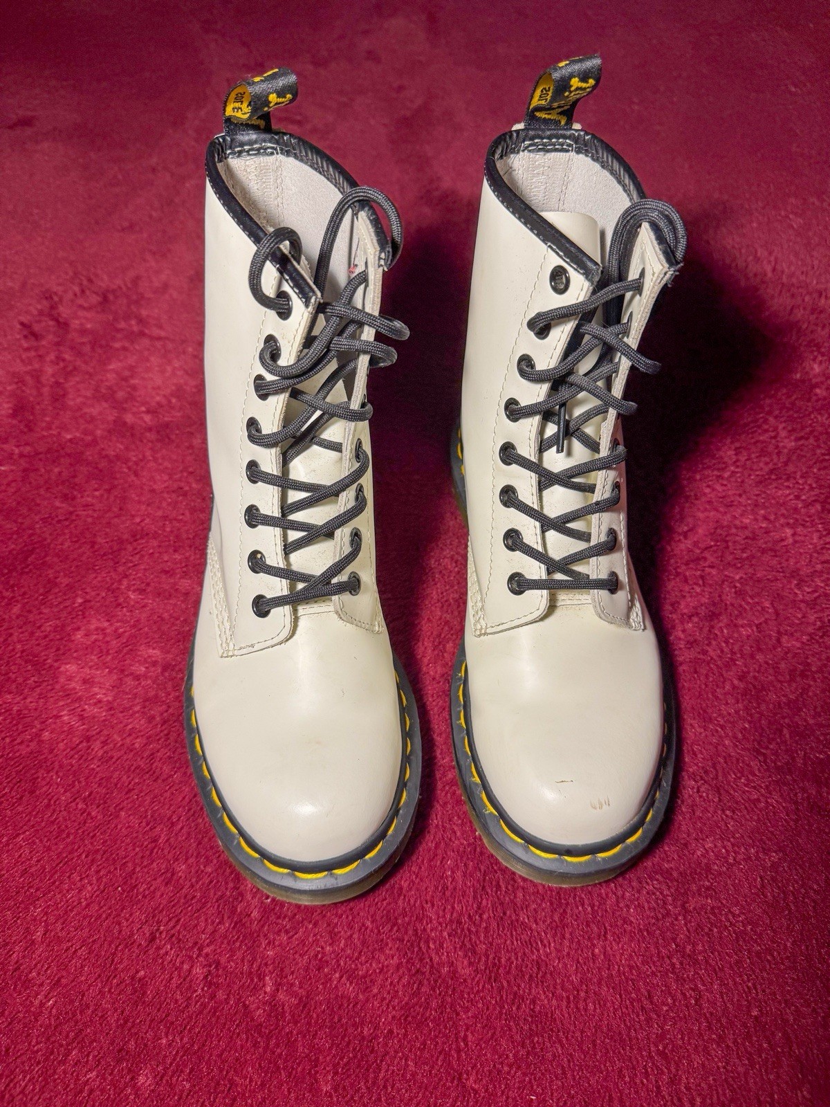 Dr. Martens White Leather Lace-Up Ankle Combat Boots US 7.5