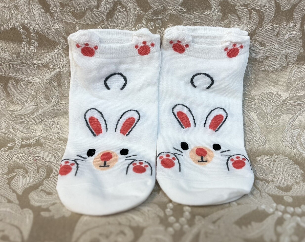 Women’s Cute Cartoon Bunny Rabbit W/ Ears Pattern Ankle Socks Fashion Sock Set 2