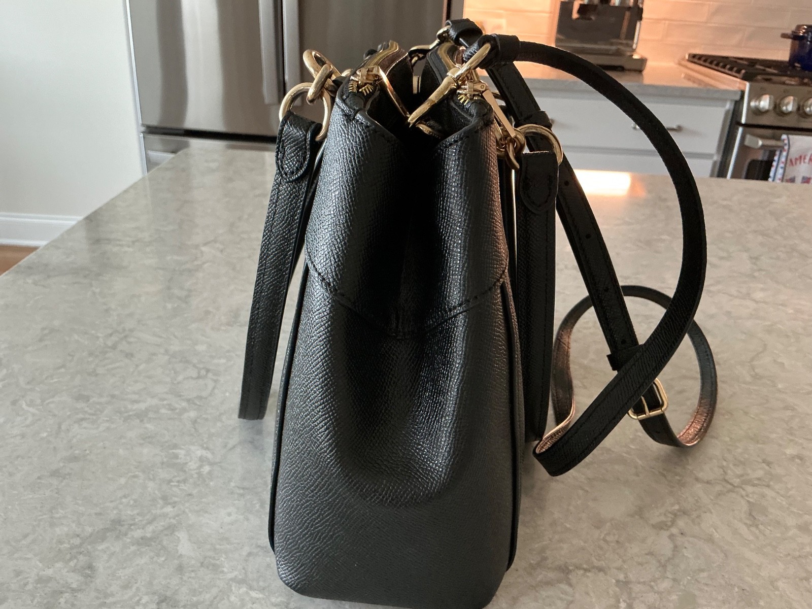 Coach Mini Brooke Carryall Black Crossgrain Leather Satchel