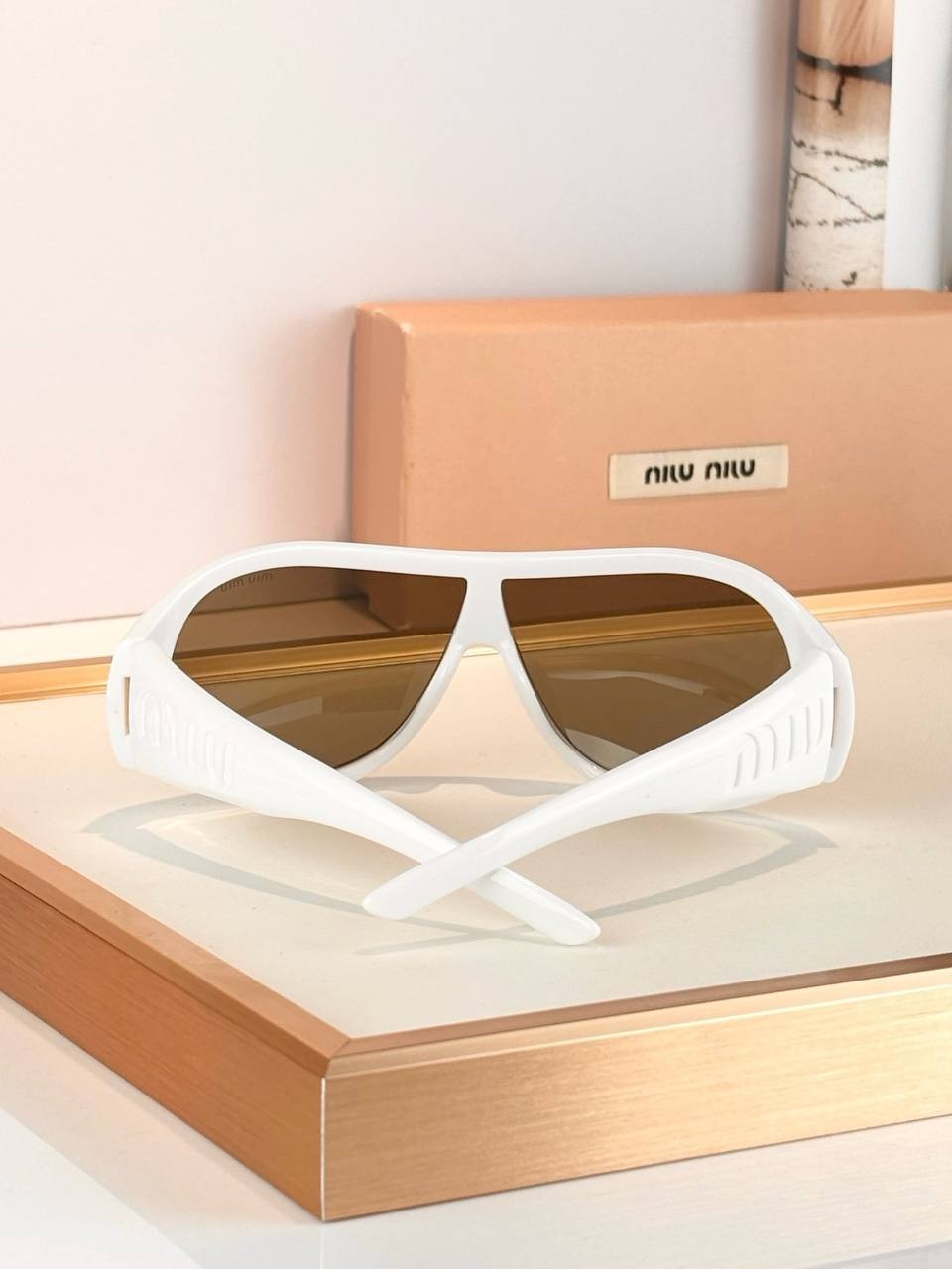 Miu Miu MU B14SU Luxury White Shield Sunglasses Oversized Designer Fashion