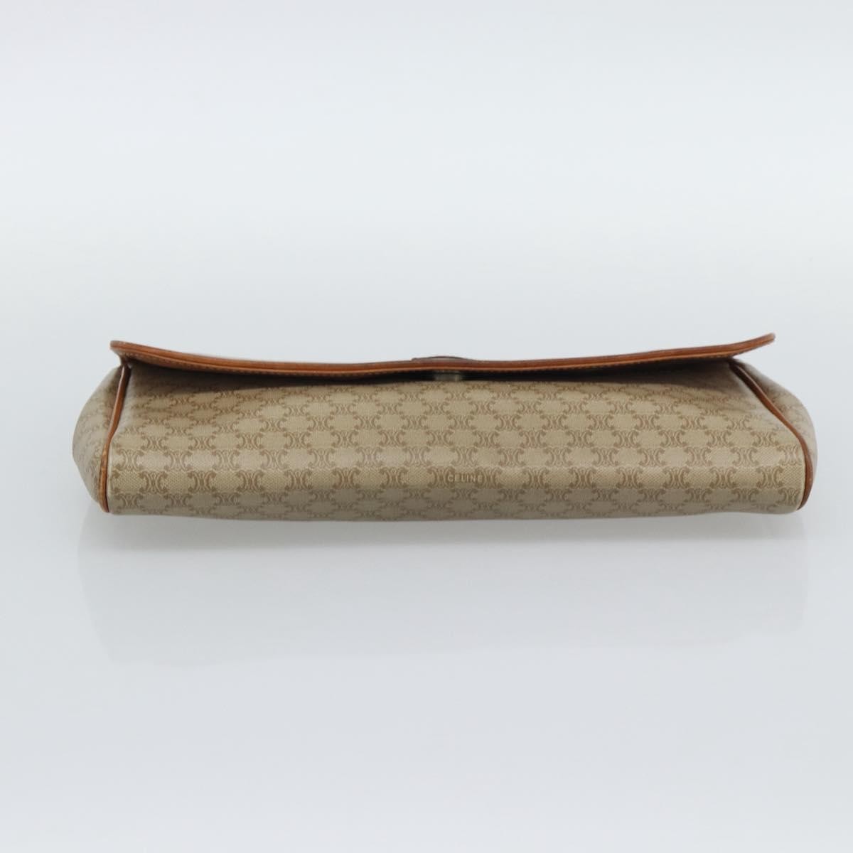 CELINE Macadam Clutch Bag PVC Beige Gold Auth 194369