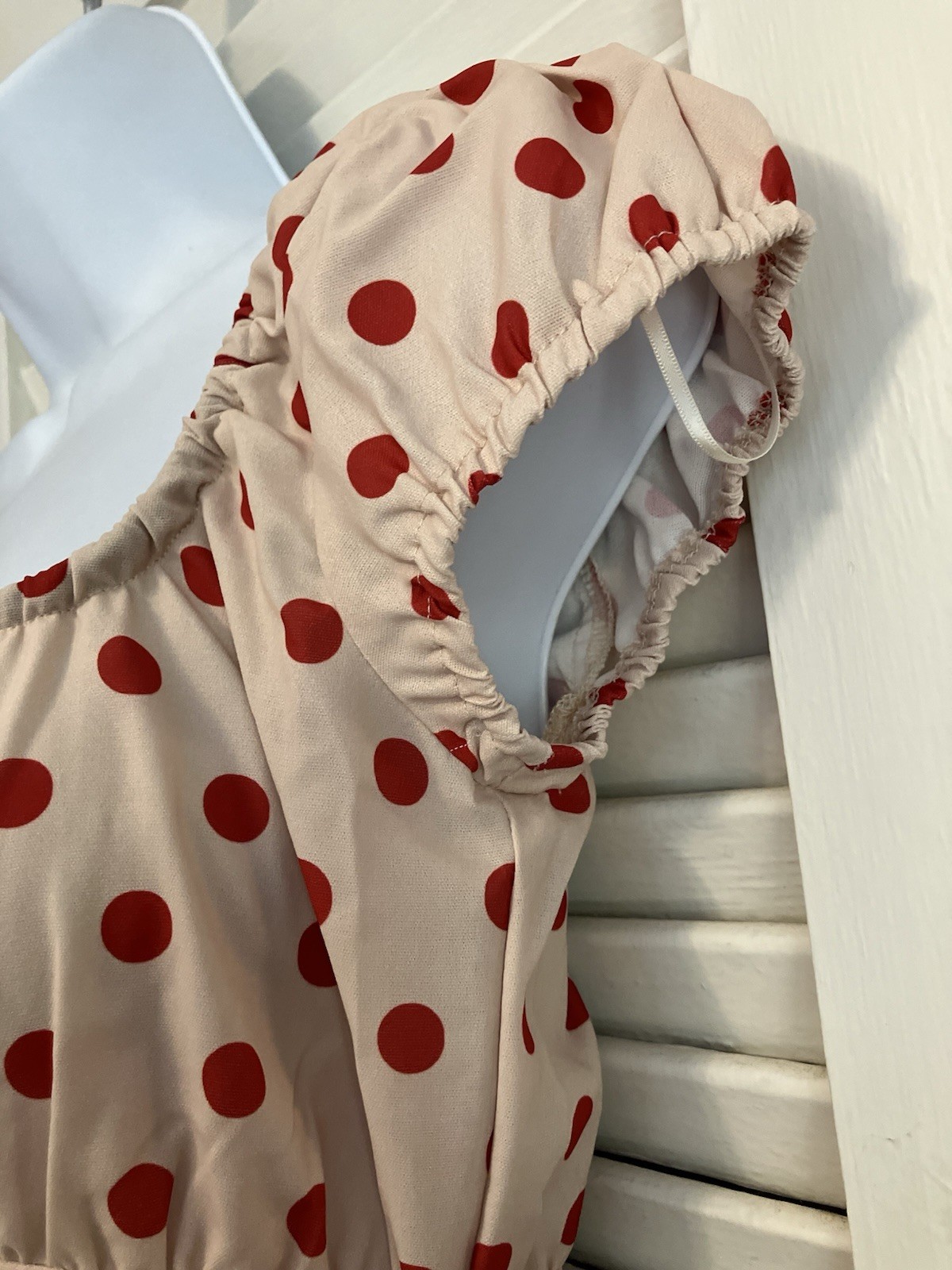 NWT’s LISA SAYS GAH THE SUZY DRESS Polka Dot Beige/Red Mini Designer SZ XS