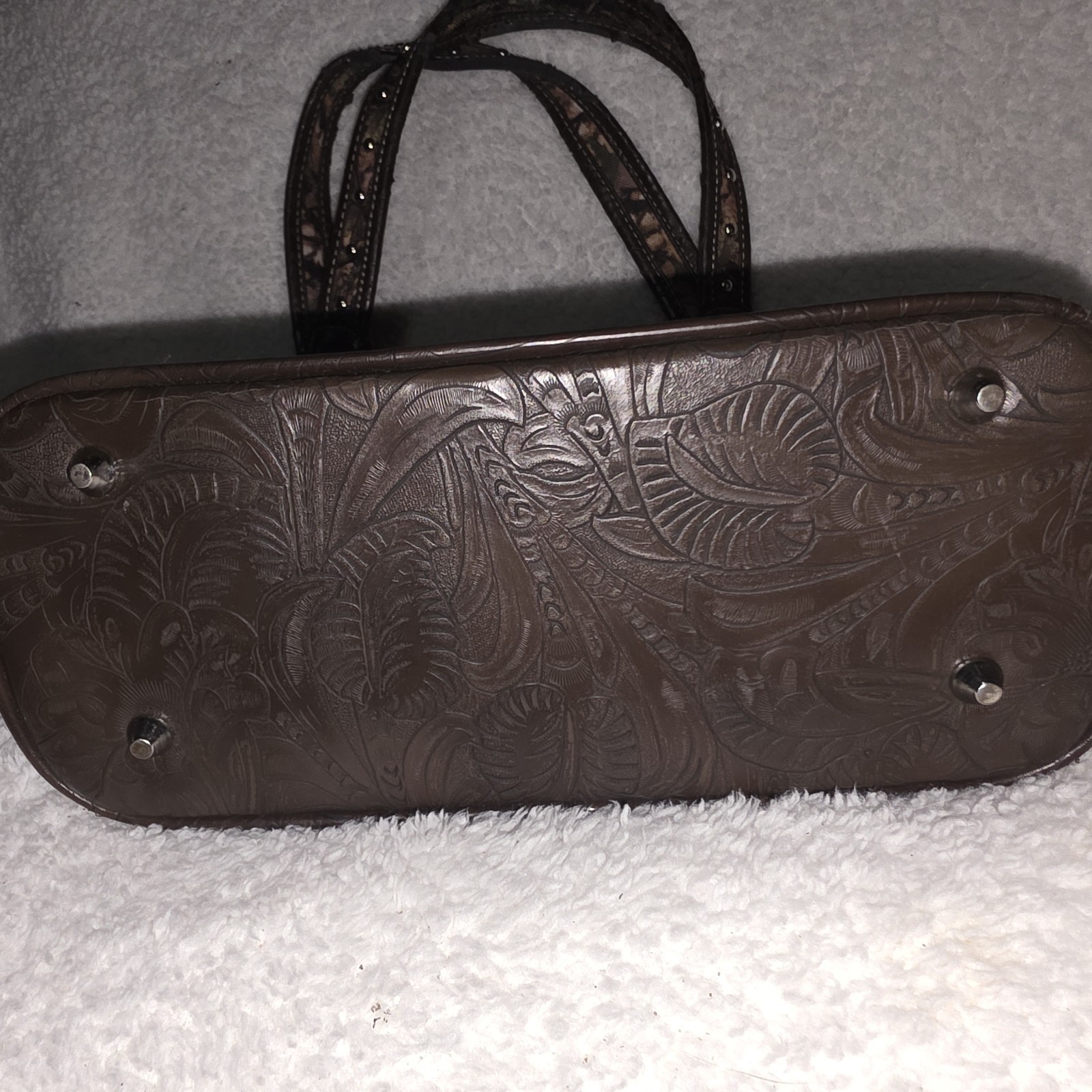 Montana West Camo Crossbody Shoulder Bag Faux Turquoise & Rhinestone Cross EUC