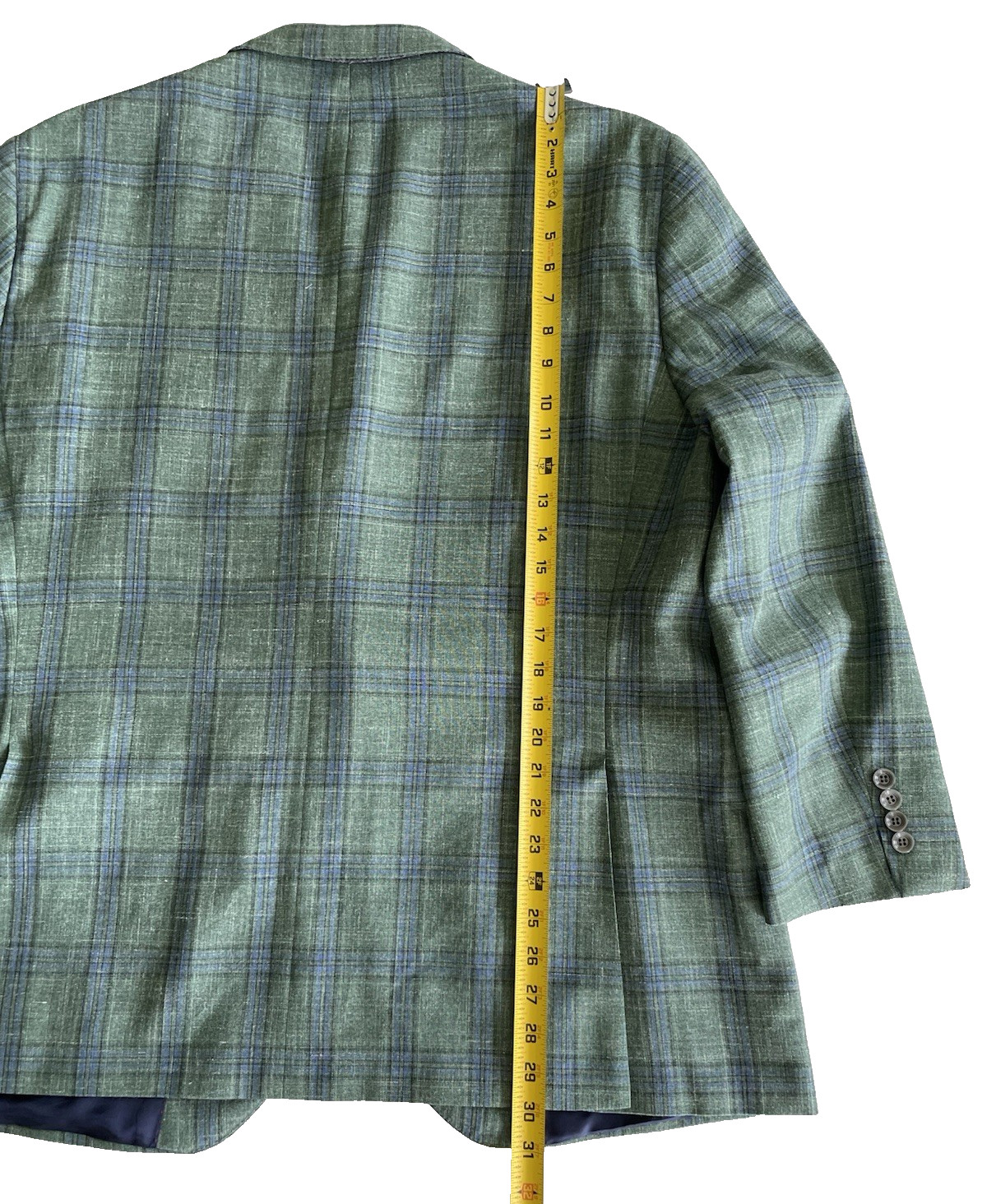 Cremieux Loro Piana Summertime Sport Coat Mens 48R Plaid Green Wool Silk Linen