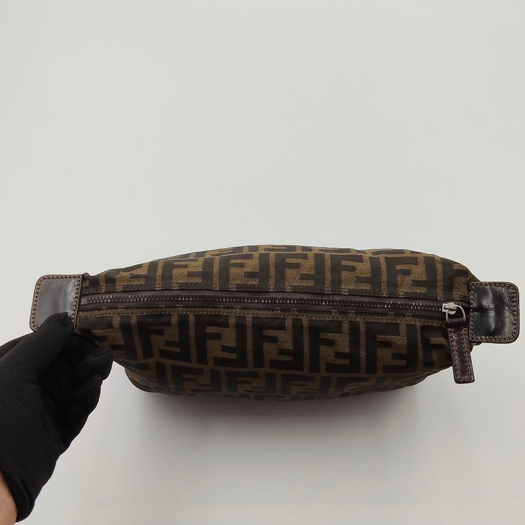 Fendi Zucca Canvas Cosmetic Pouch Brown FF Logo Authentic 25cm Bag