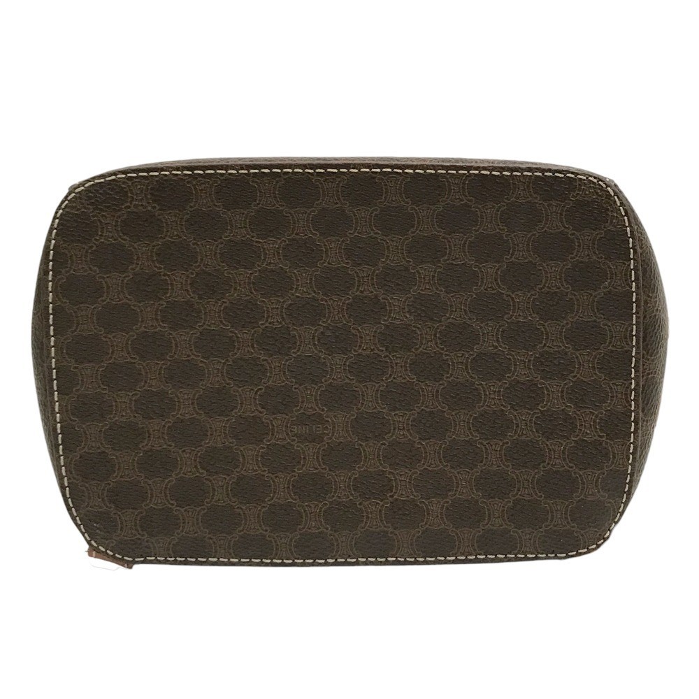 Auth Celine Backpack Macadam Striped Mini Brown Drawstring Women’s PVC Leather