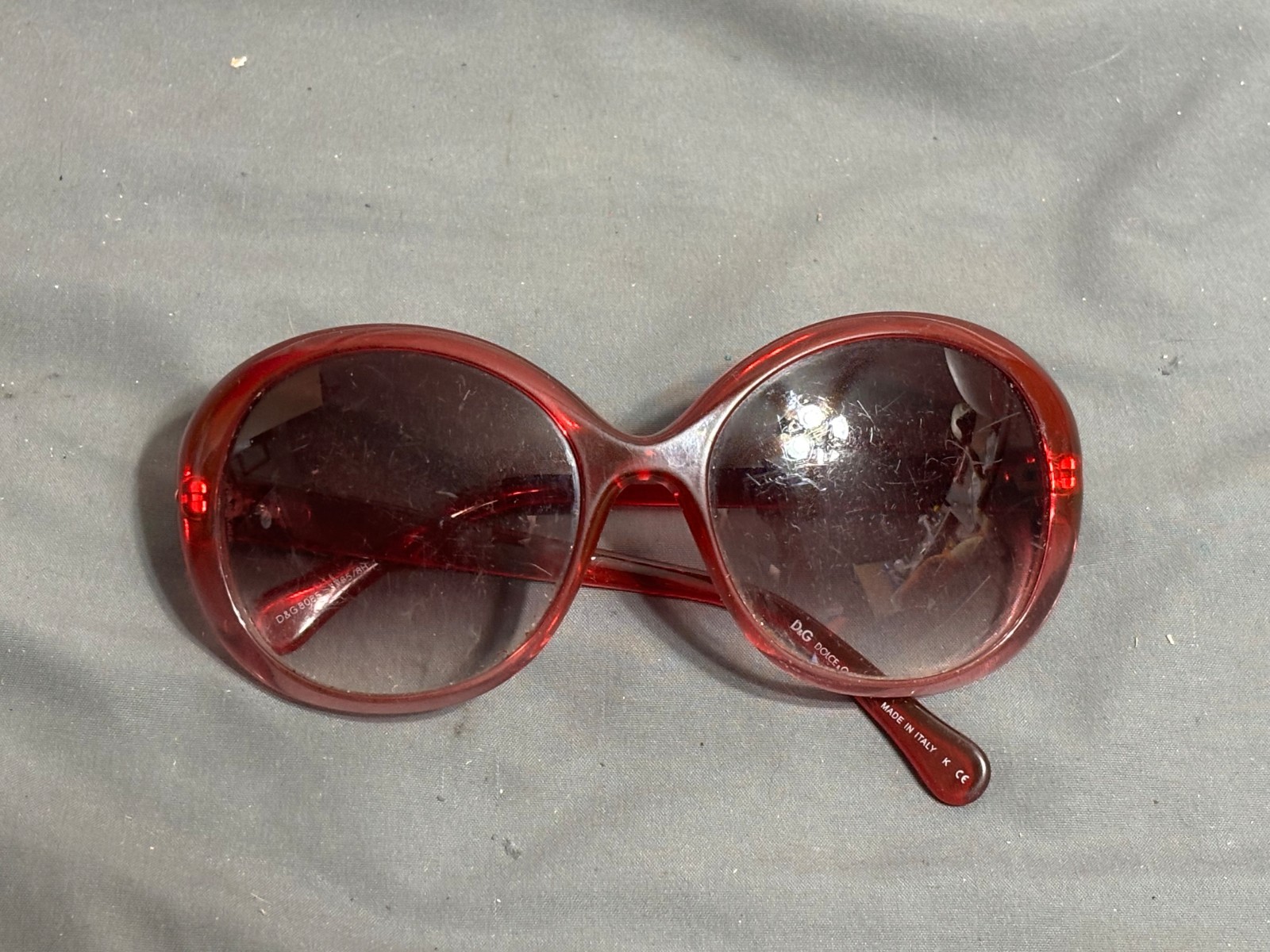 Vtg Y2K DOLCE GABBANA 8085 Ruby Red OVERSIZED women men SUNGLASSES 1785/8H 58/18