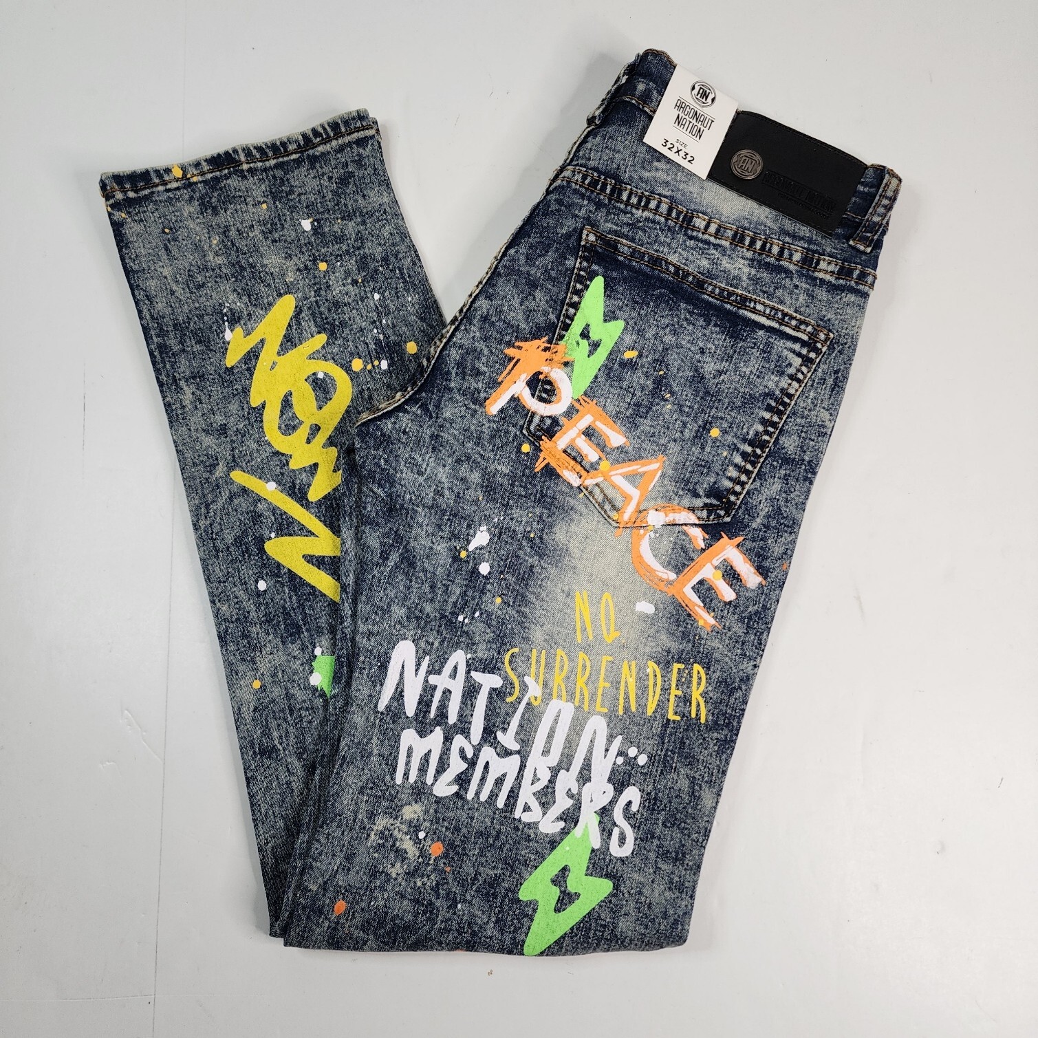 Argonaut Nation Urban Mens Pants Jeans All Over Print Stretch 32×32 (32×30) Mes