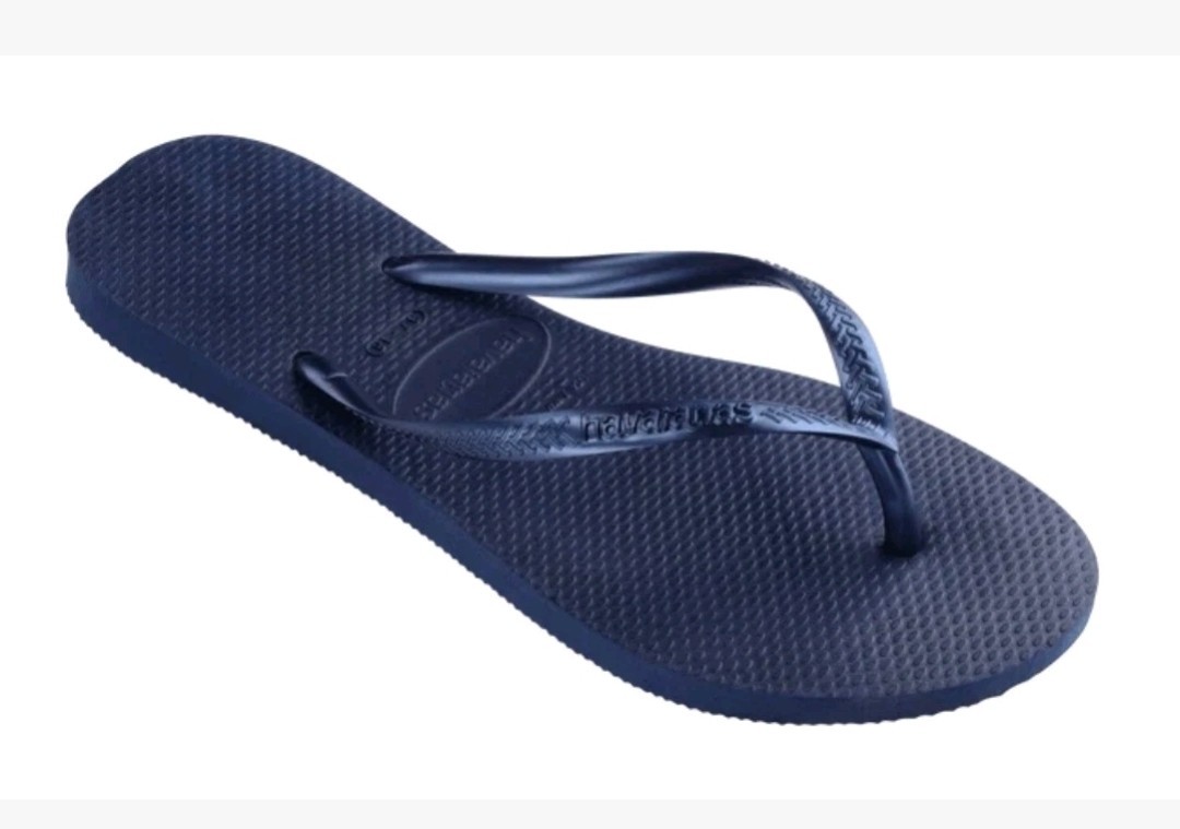 Havaianas Brazilian Flip Flops Womens Sandals Sz 7/8 Eur 37 Navy Blue SLIM TOP