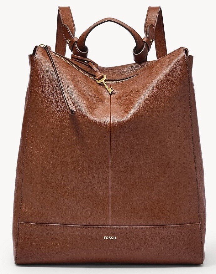 Fossil Elina Large Convertible Backpack Brown Leather SHB2976210 NWT $330 Retail
