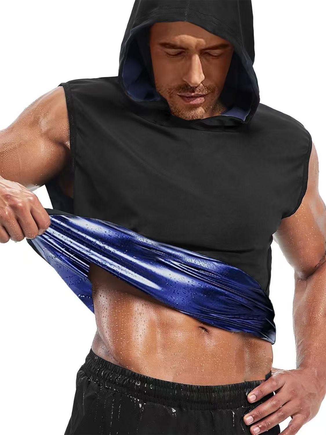 Men Sauna Shirt Heat Trapping Workout Vest Hoodies Tank Top Sweat Suit Shaper