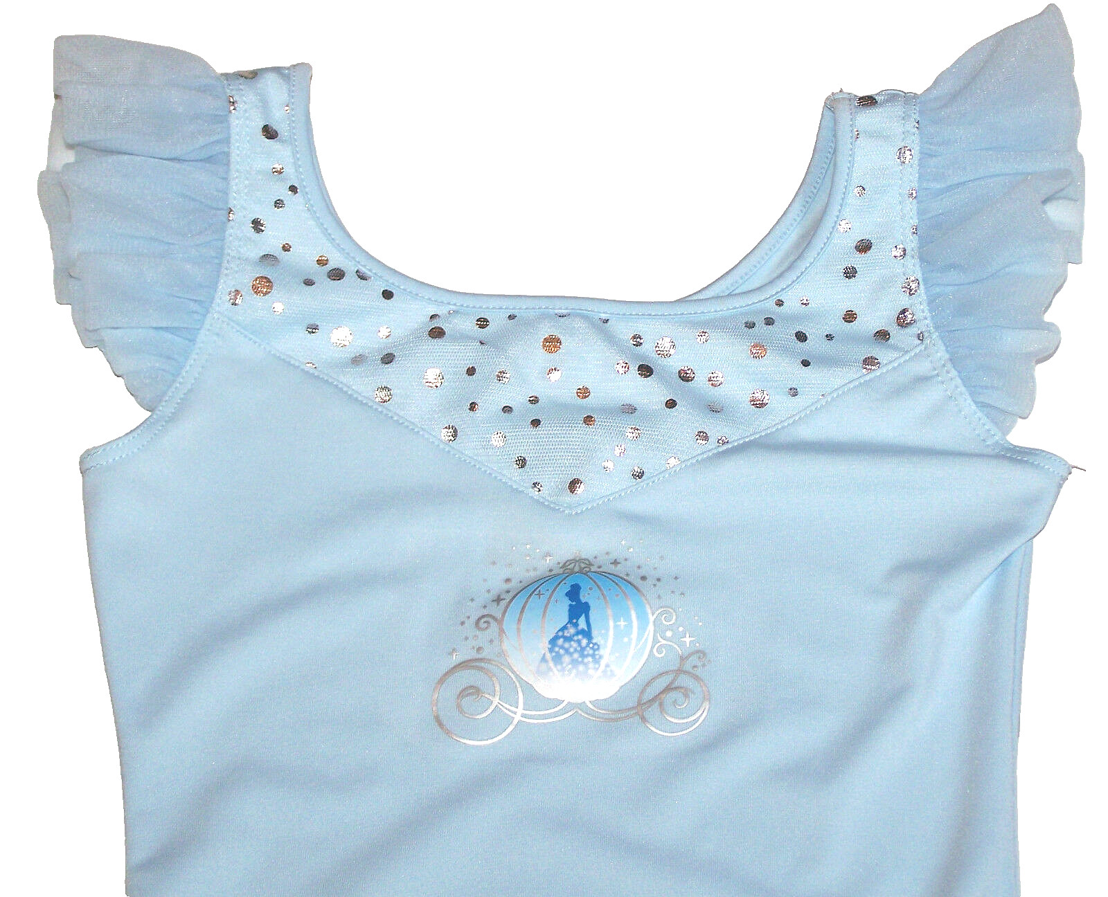 Capezio Disney Princess Cinderella Leotard Bodysuit Flutter Slv New Girl XS 5 6