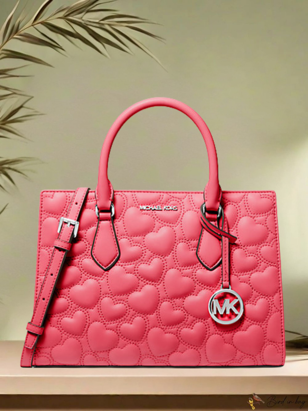 Michael Kors Sheila Women Medium Heart Embroidered Satchel Purse Bag Handfbag MK