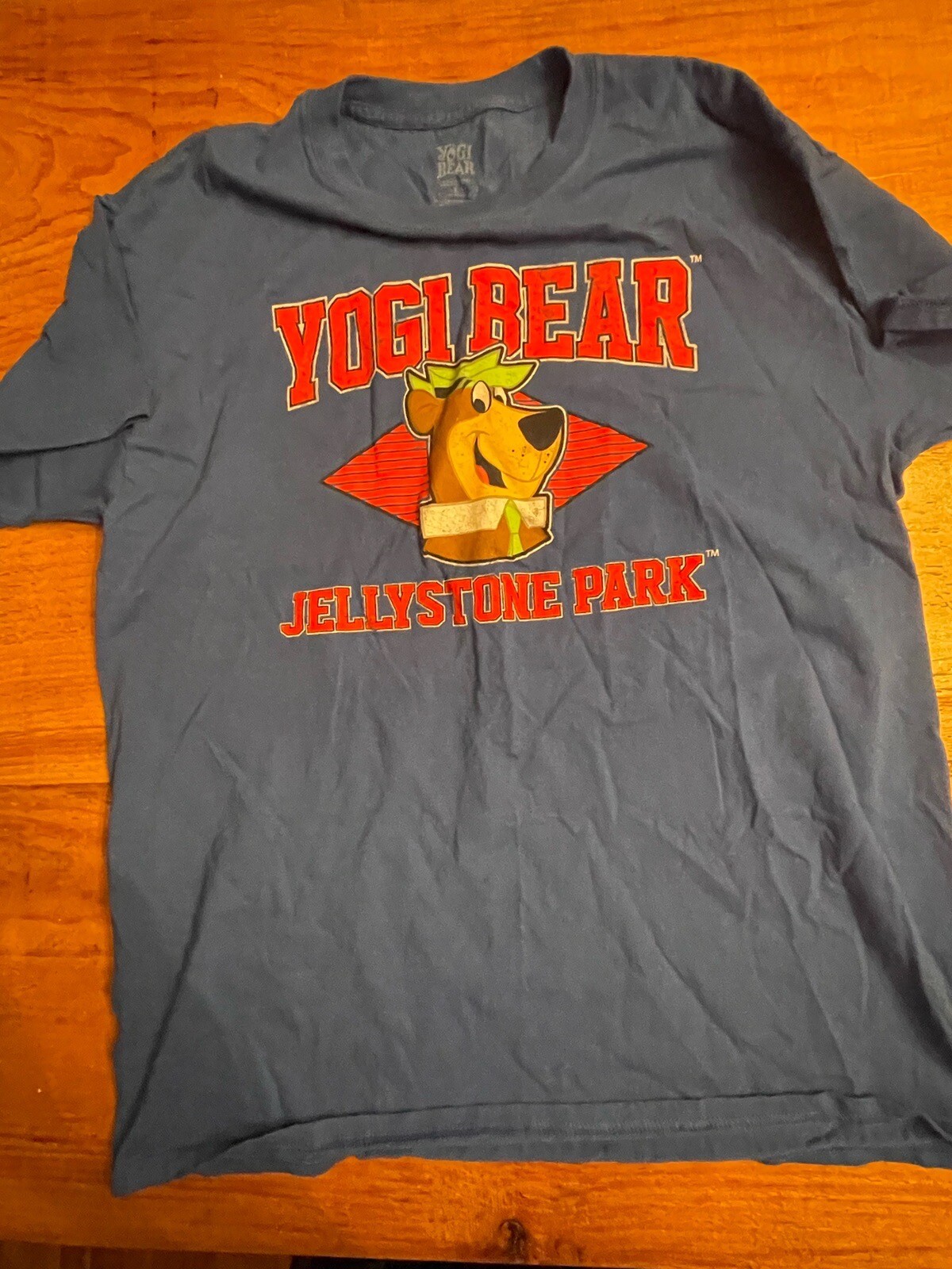 Yogi Bear Shirt Mens Large Blue Short Sleeve Top Jellystone Park