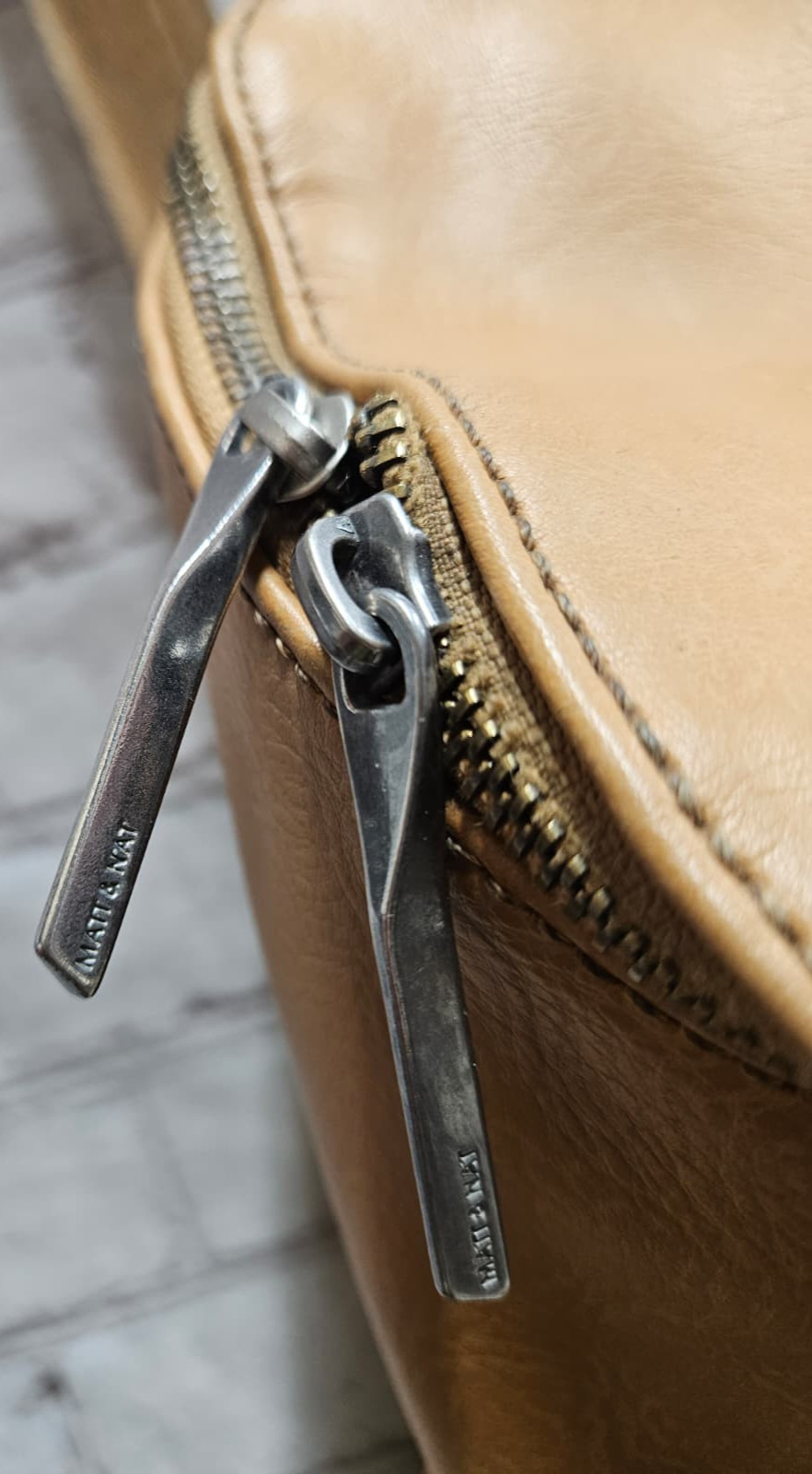 Matt & Nat Camel Vegan Leather Backpack – CHECK DESCRIPTION