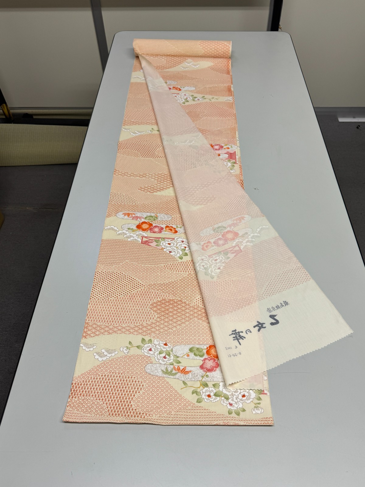 Japanese Vintage Kimono Fabric cloth Boro Wool Pink tradition 35.4×14.5 in