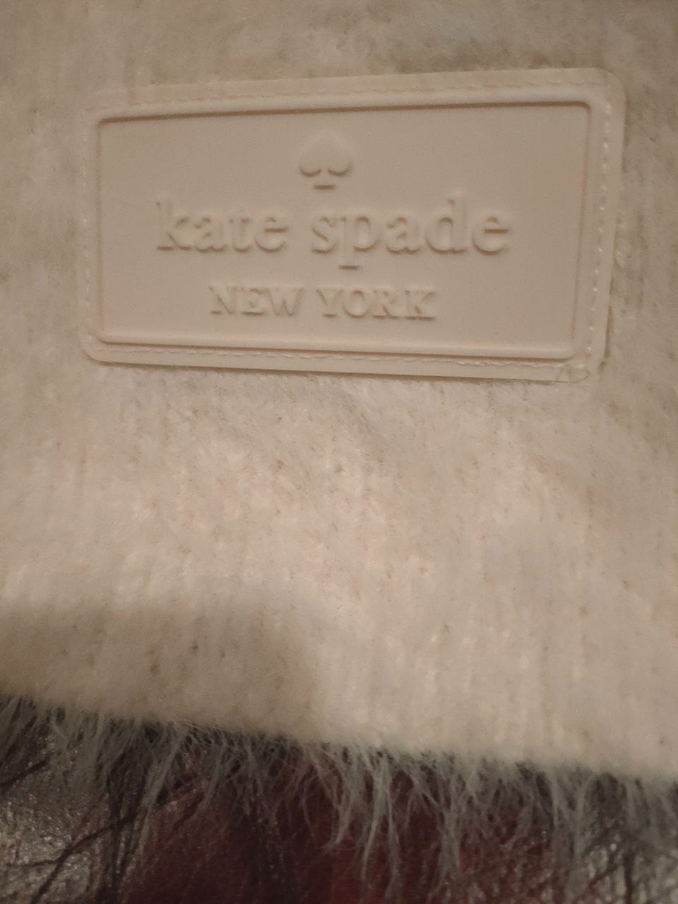 Kate Spade New York – Cream Scarf & Beanie Set – Soft Fluffy Winter Luxe