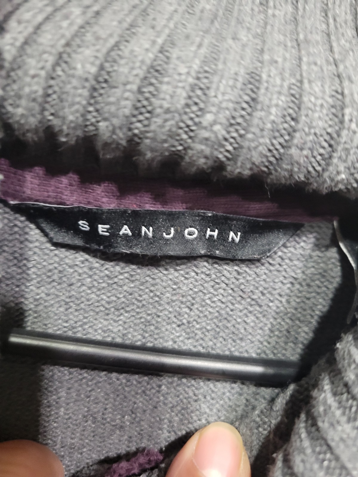 Sean John Knit Turtle Neck Sweater Gray Mens Medium