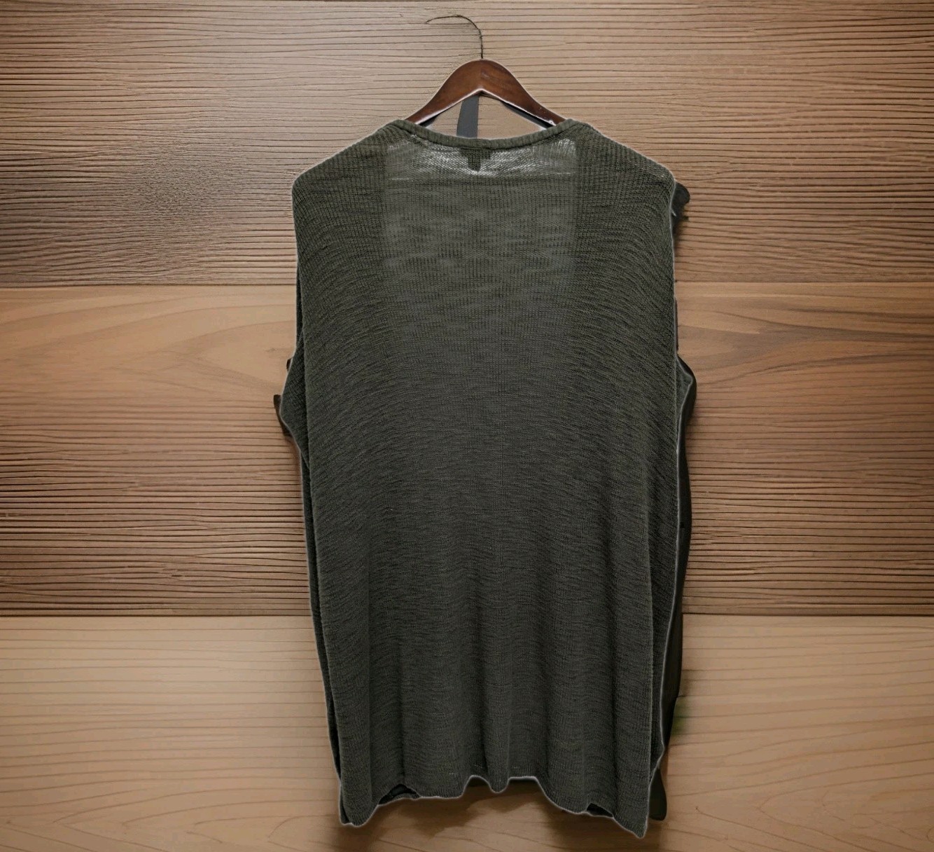 Torrid Vest Army Green Open Front Lightweight Cotton Knit Vest 3X 4X