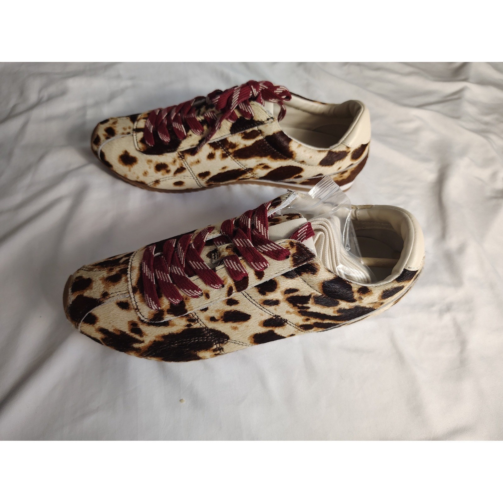 J.Crew Leopard Print Calf Hair Sneakers Trainers Brown Tan Burgundy Women 9