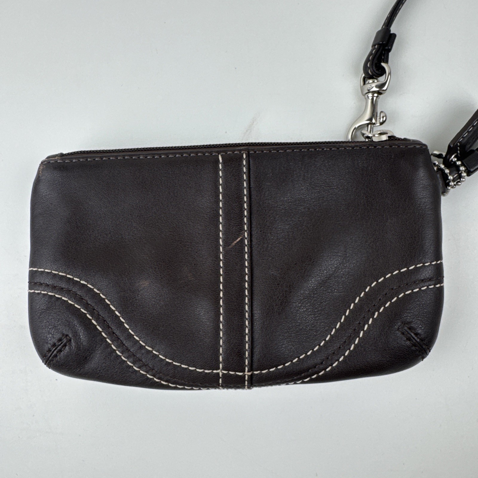 Y2K Coach Soho Chocolate Brown Flap Wristlet Pouch Buckle Accent & Zip Closure
