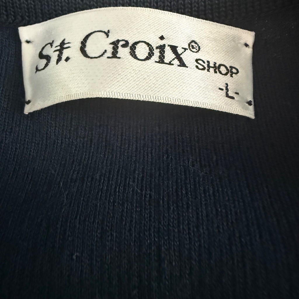 Vtg St Croix Black V-Neck Sweater Vest L Wool Quiet Luxury Preppy Old Money FLAW