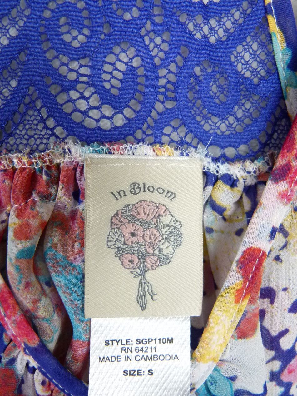 In Bloom Women’s Small Multicolor Floral SGP110M Polyester Tank Lace Back Tunic
