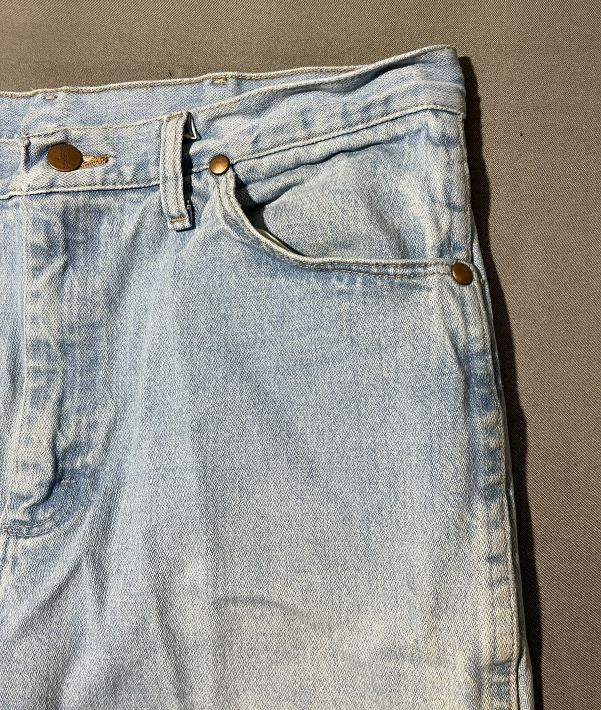 Wrangler 936GBH Cowboy Cut Jeans Mens 34×32 Blue Light Wash Slim Tapered Denim
