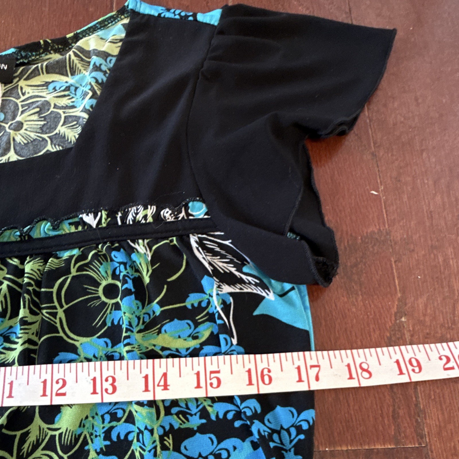 Perseption Concept Women’s Blouse Blue/Green/Black Floral Medium