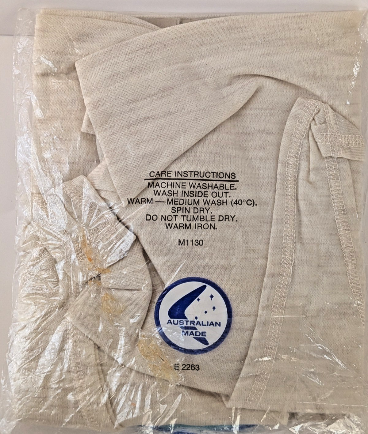 New Vintage Men’s Australian Pure Wool Singlet by Holeproof 1990s Aussie Made