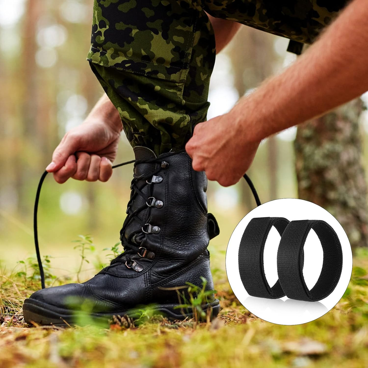 Black Boot Blousers – 2 Pairs Elastic Straps for Hunting, Hiking, Cycling
