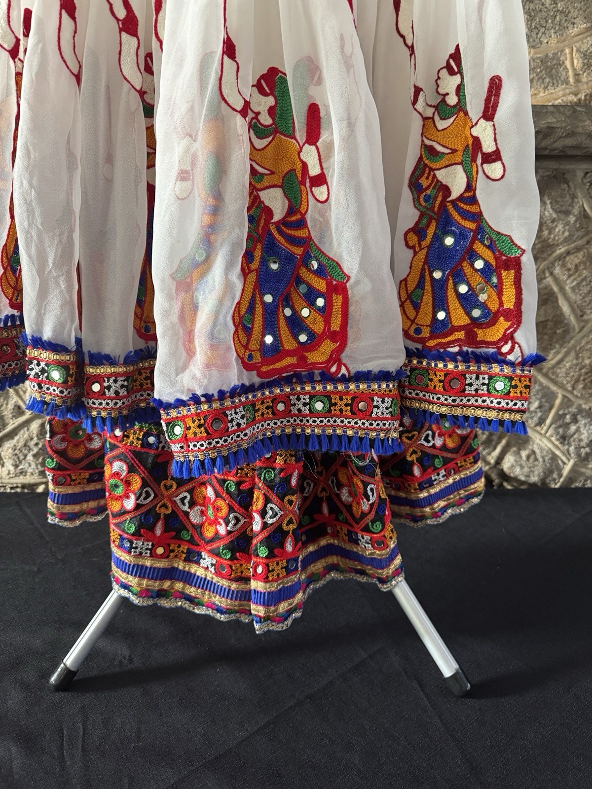 Embroidered Skirt White With Multi Colored Embroidery Mirror Navratil Celebrates