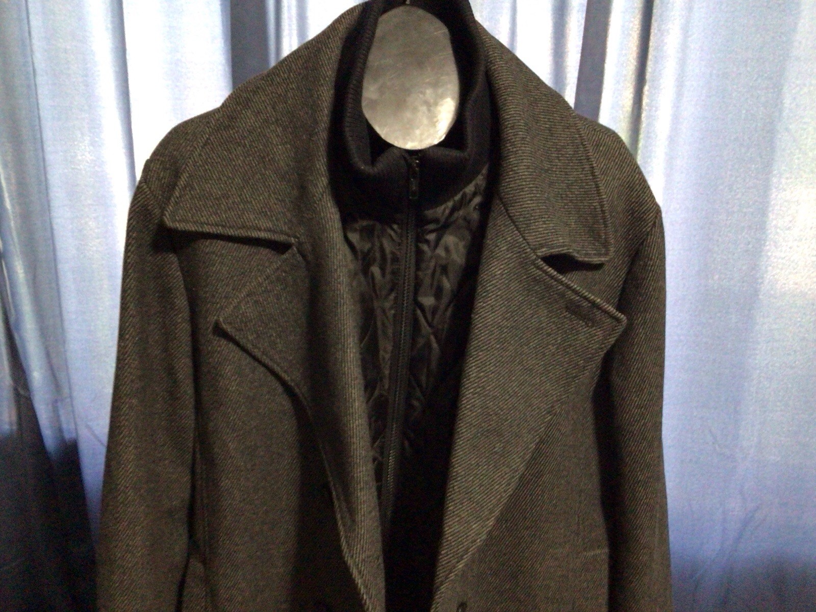 American Rag Gray 3 Button Quilted Zip Liner Rib Collar Long Sleeves Jacket XL