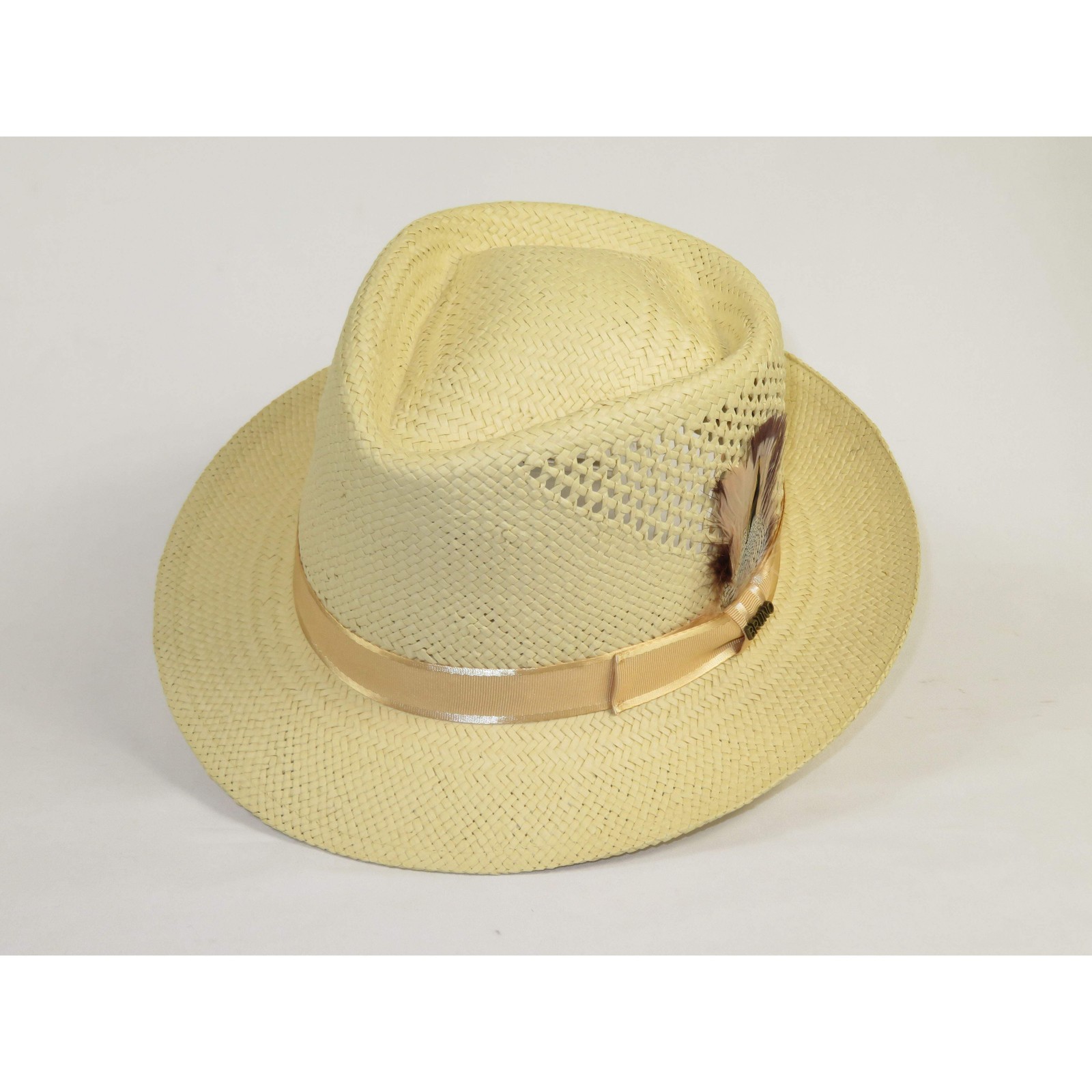 Men’s Bruno Capelo Genuine Straw Hat Fedora Geneva Panama GA627 Natural
