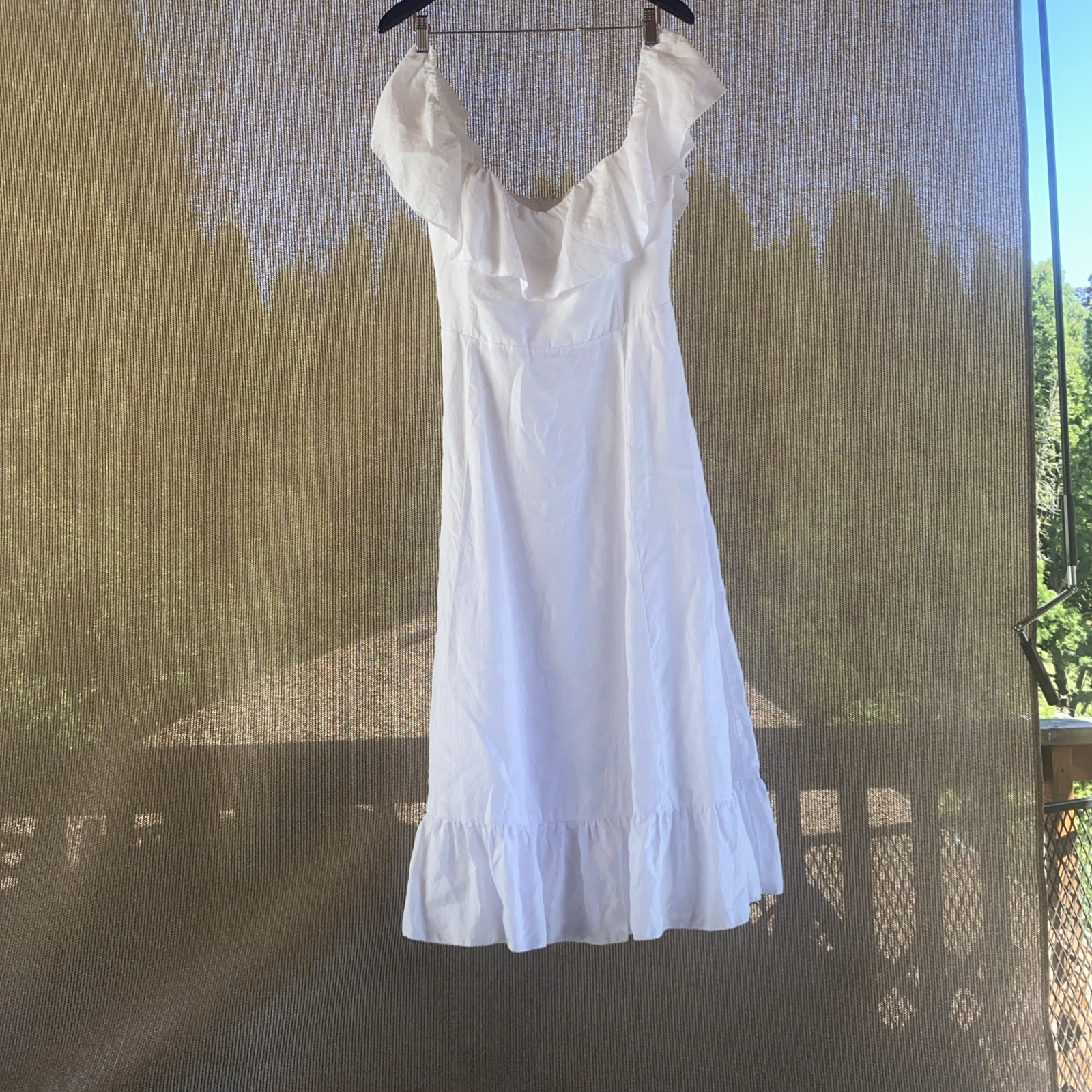 White Linen& Cotton Summer Dress Size 10 Women