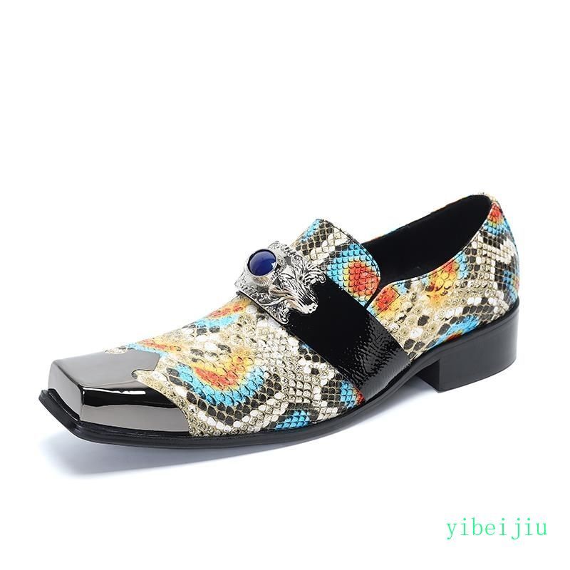 Men’s Square Head Metal Toe Colorful Stage 2026 New Fashion Evening Nightclub
