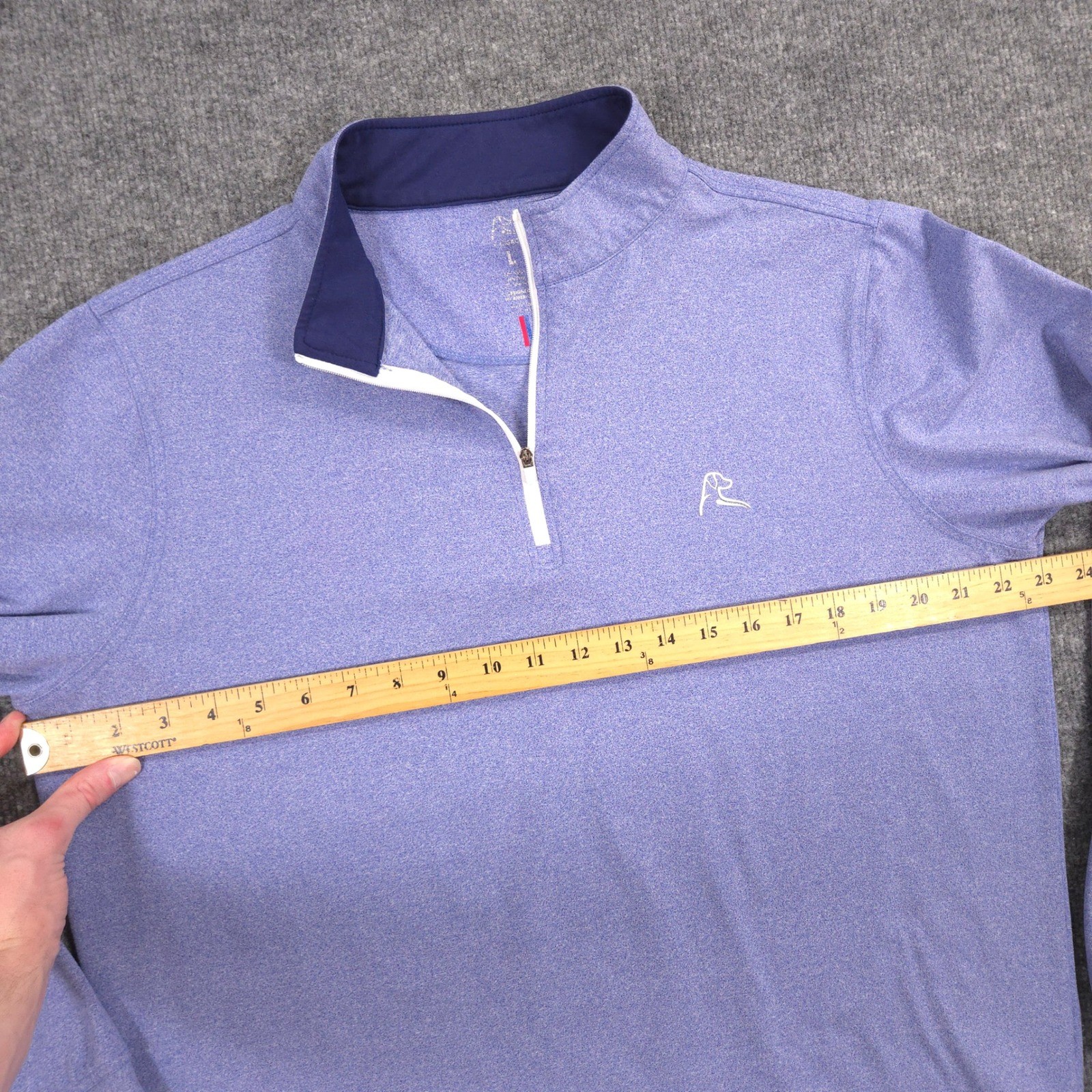 Rhoback 1/4 Zip Mens Large Blue Heather Q-Zip Performance Golf Preppy Pullover