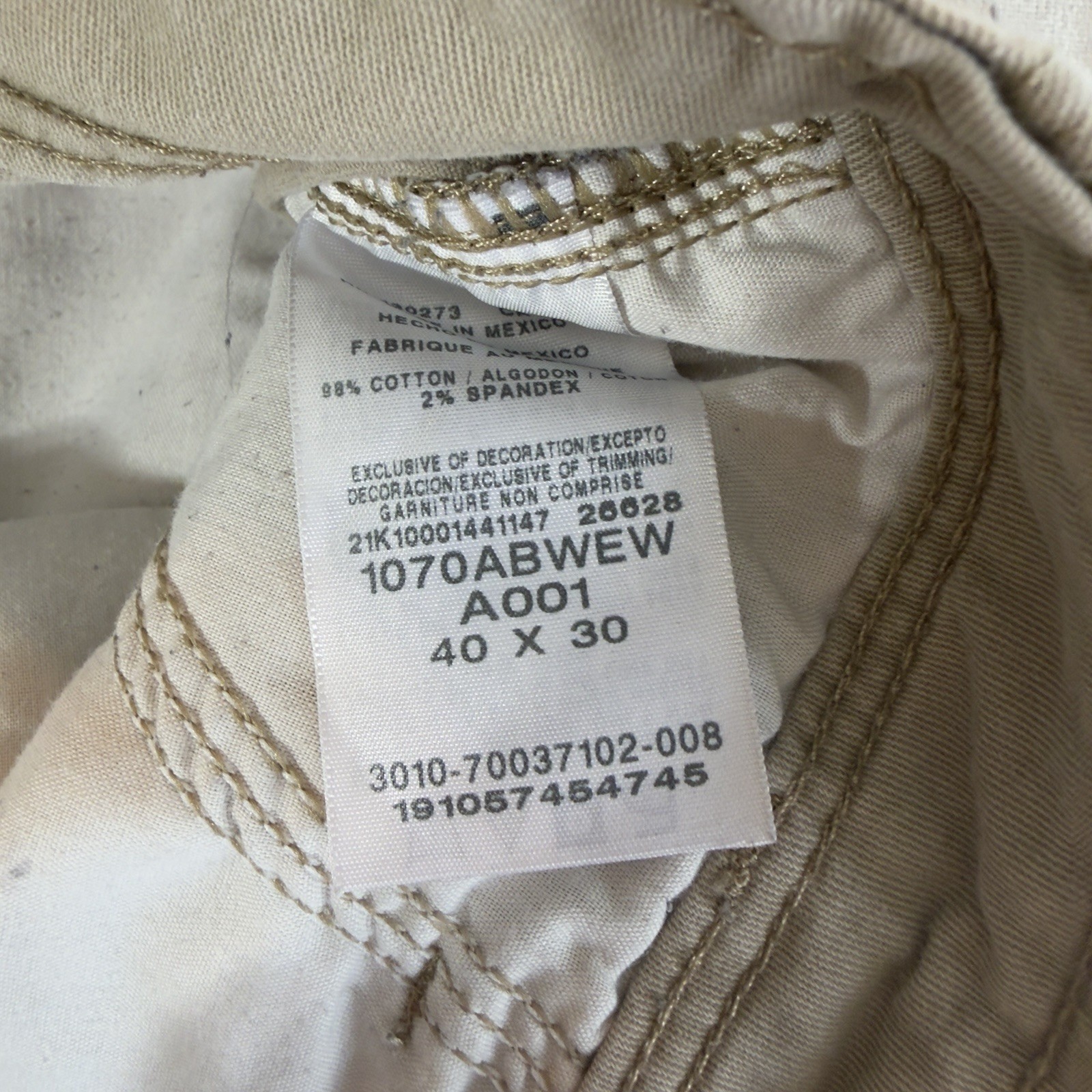 Wrangler Men’s Khaki Cotton Twill Cargo Pants Relaxed Fit Straight Waist 40