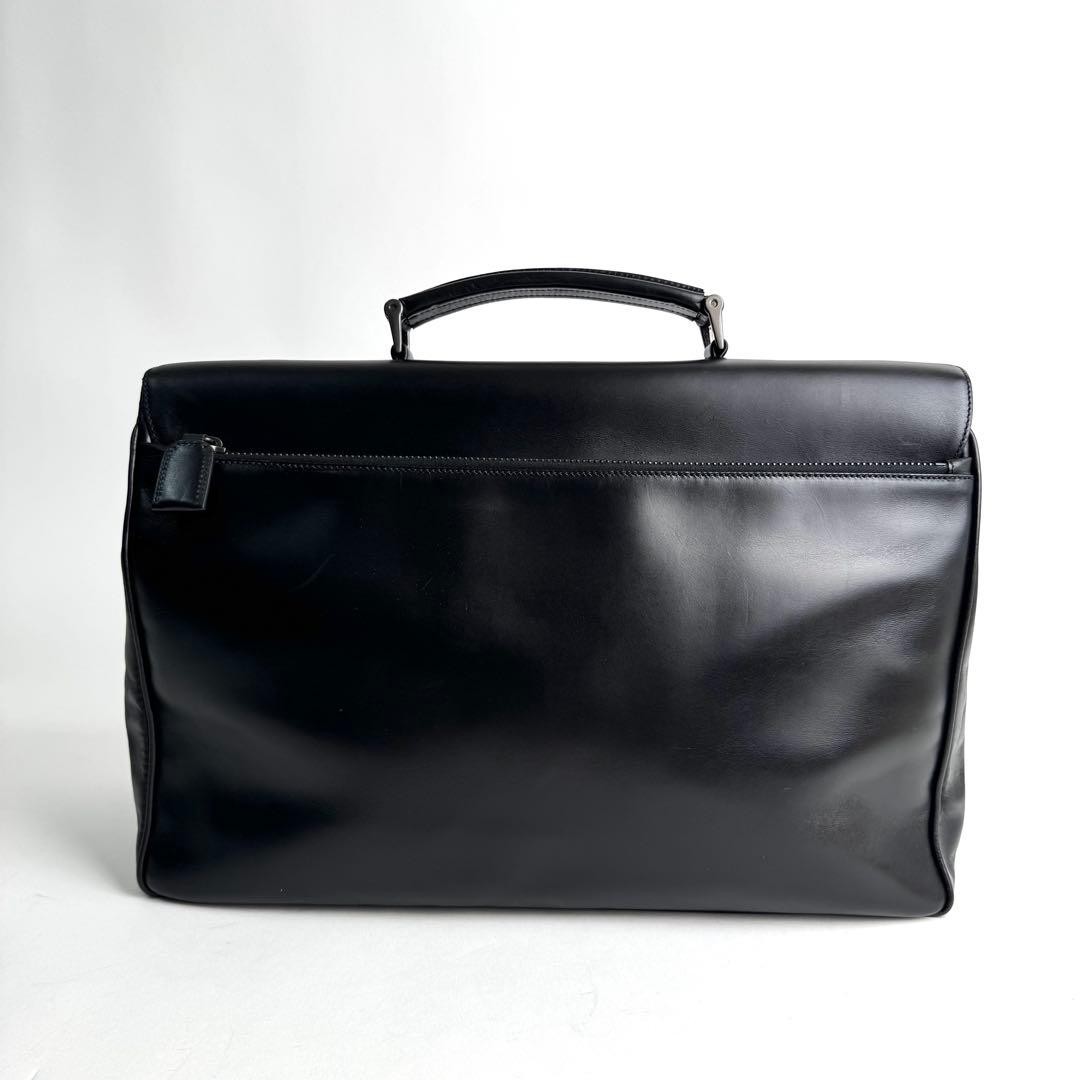 PRADA Black Leather Briefcase Business Bag Handbag Italy Office Laptop NERO