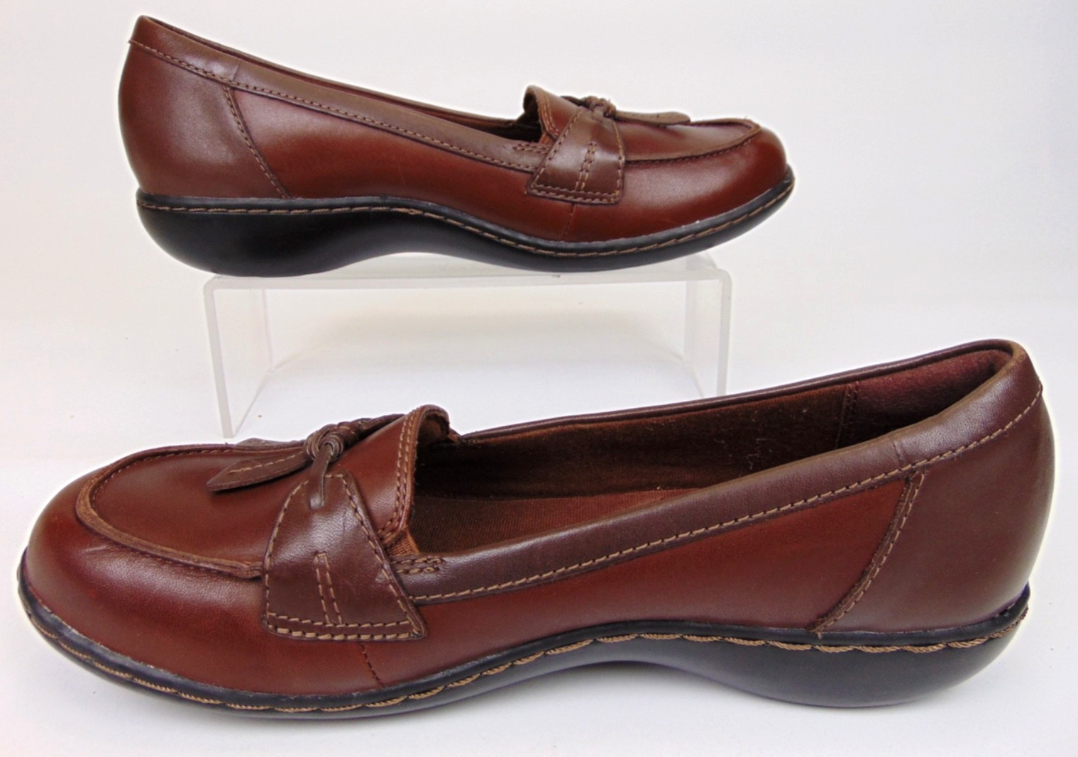Clark Collection Women’s Ashland Lily Dark Tan Leather Loafers Size 8.0 M,