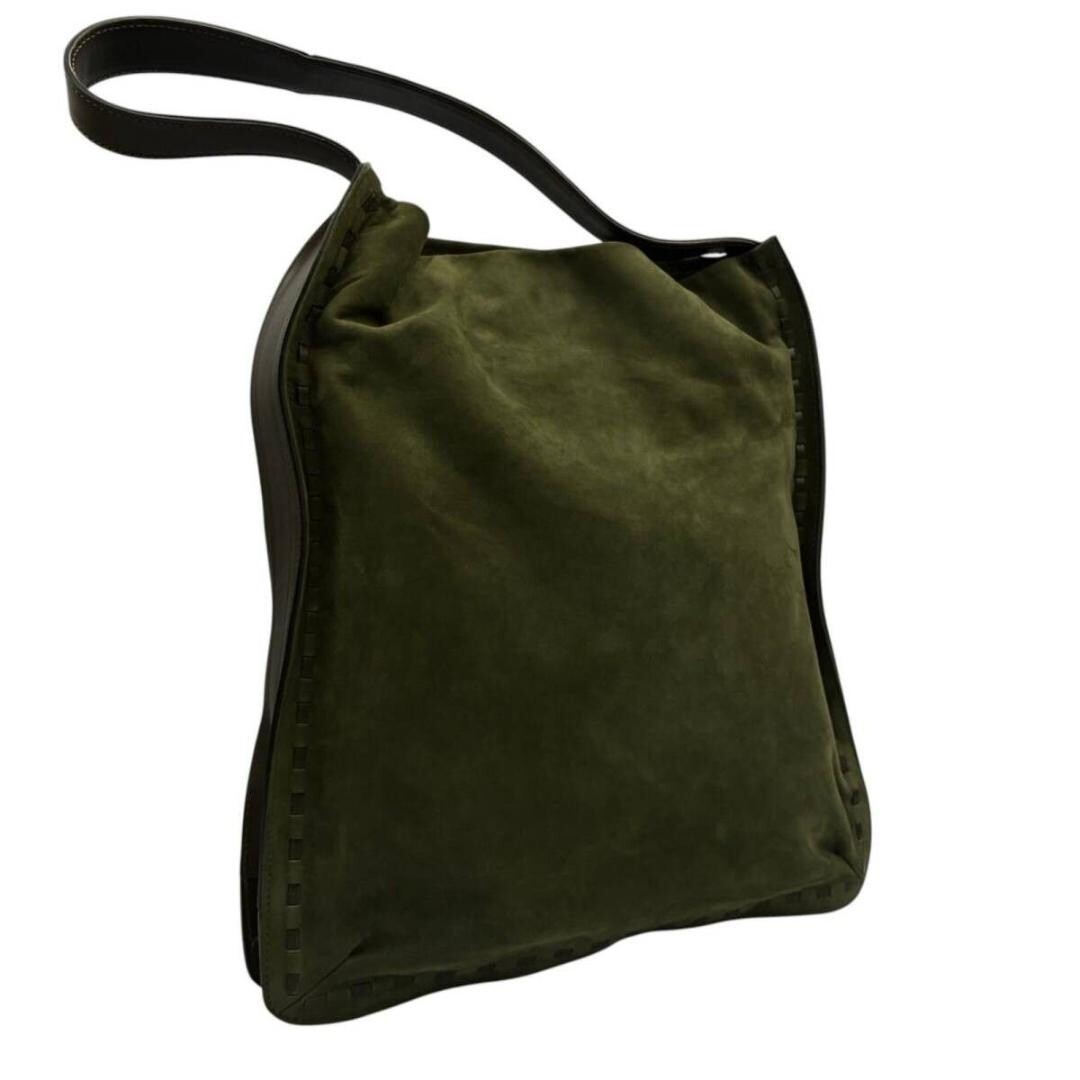 Coach Suede Leather Shoulder Bag Olive Green Vintage Y2K Nubuck Auth