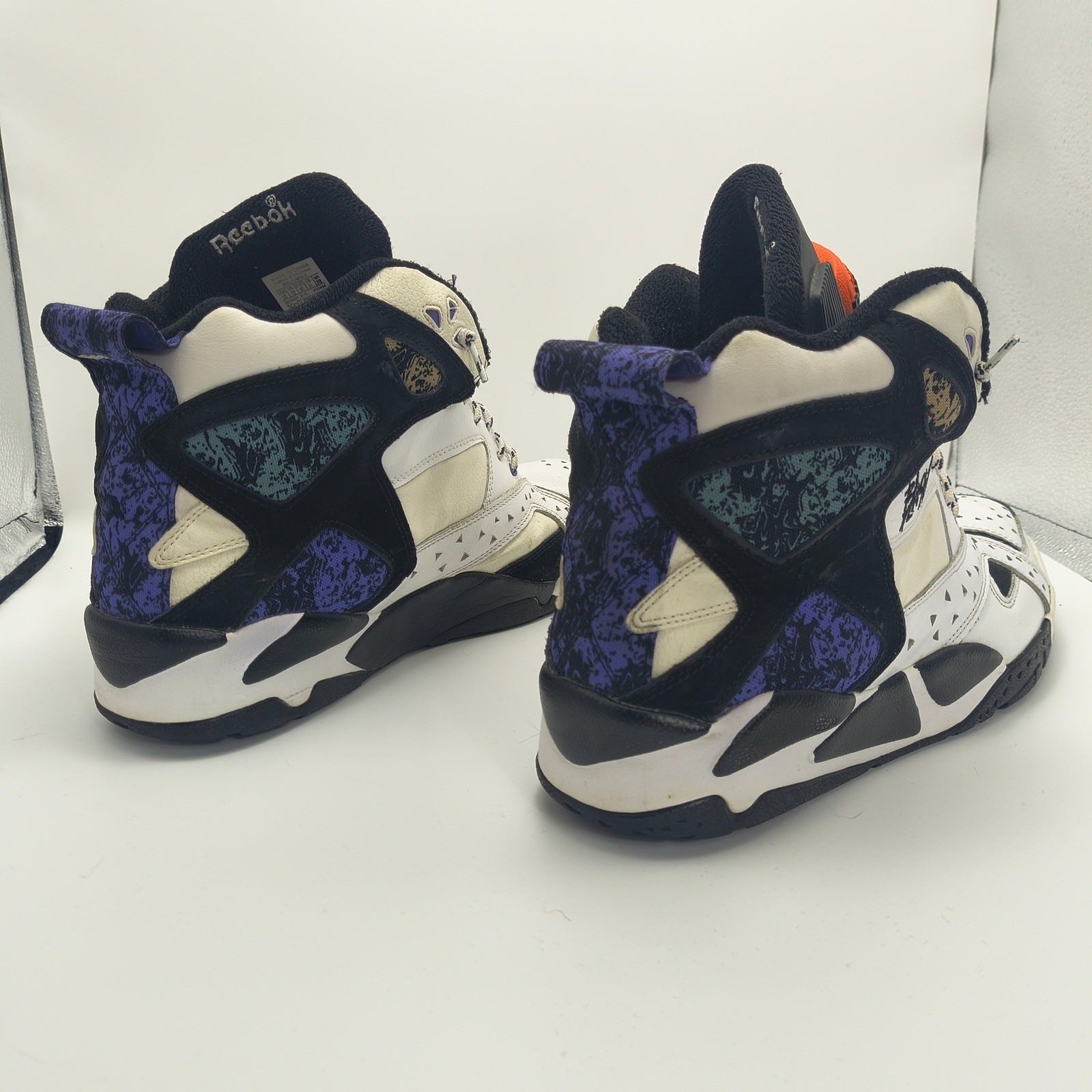 Reebok Pump Blacktop Battleground White Black Purple Mens Size 13 High Top