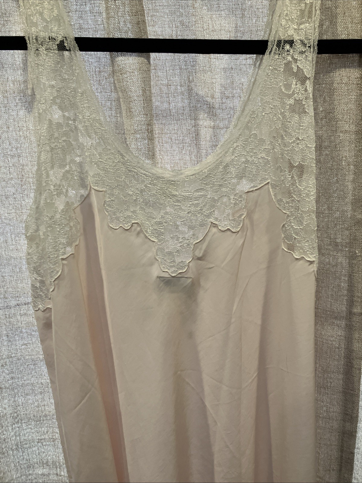 Vintage Sara Beth Pink Lace Embroidered Long Nightgown XL Floral