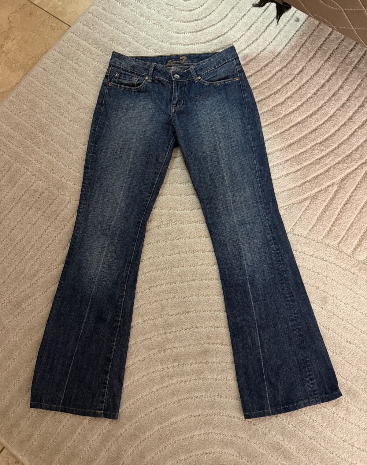 Seven7 Women’s Medium Wash Blue Denim Bootcut Mid Rise 5-Pocket Cotton