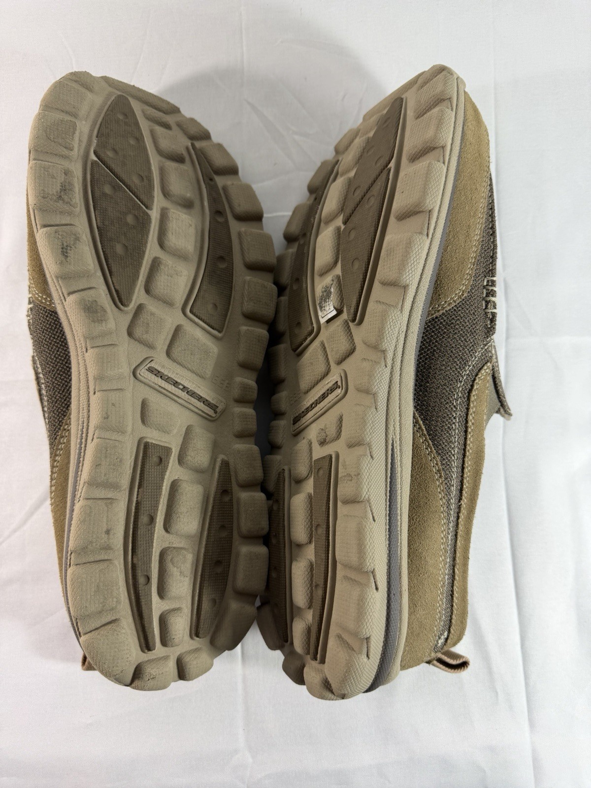 Skechers Relaxed Fit Memory Foam Brown Leather & Textile Loafers Men’s Size 12 M