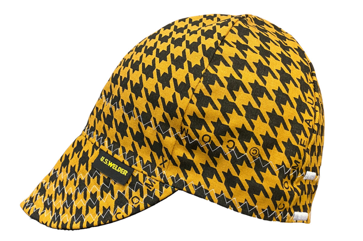 US WELDER Welding Caps Black Brown Houndstooth Reversible by Comeaux Supply