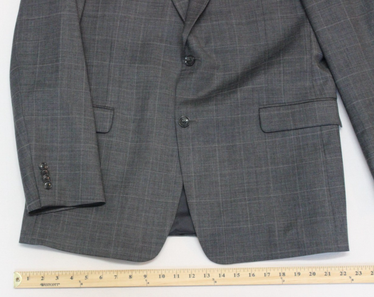 Tommy Hilfiger Blazer Jacket Men’s Size 44L Gray Windowpane Check 2-Button