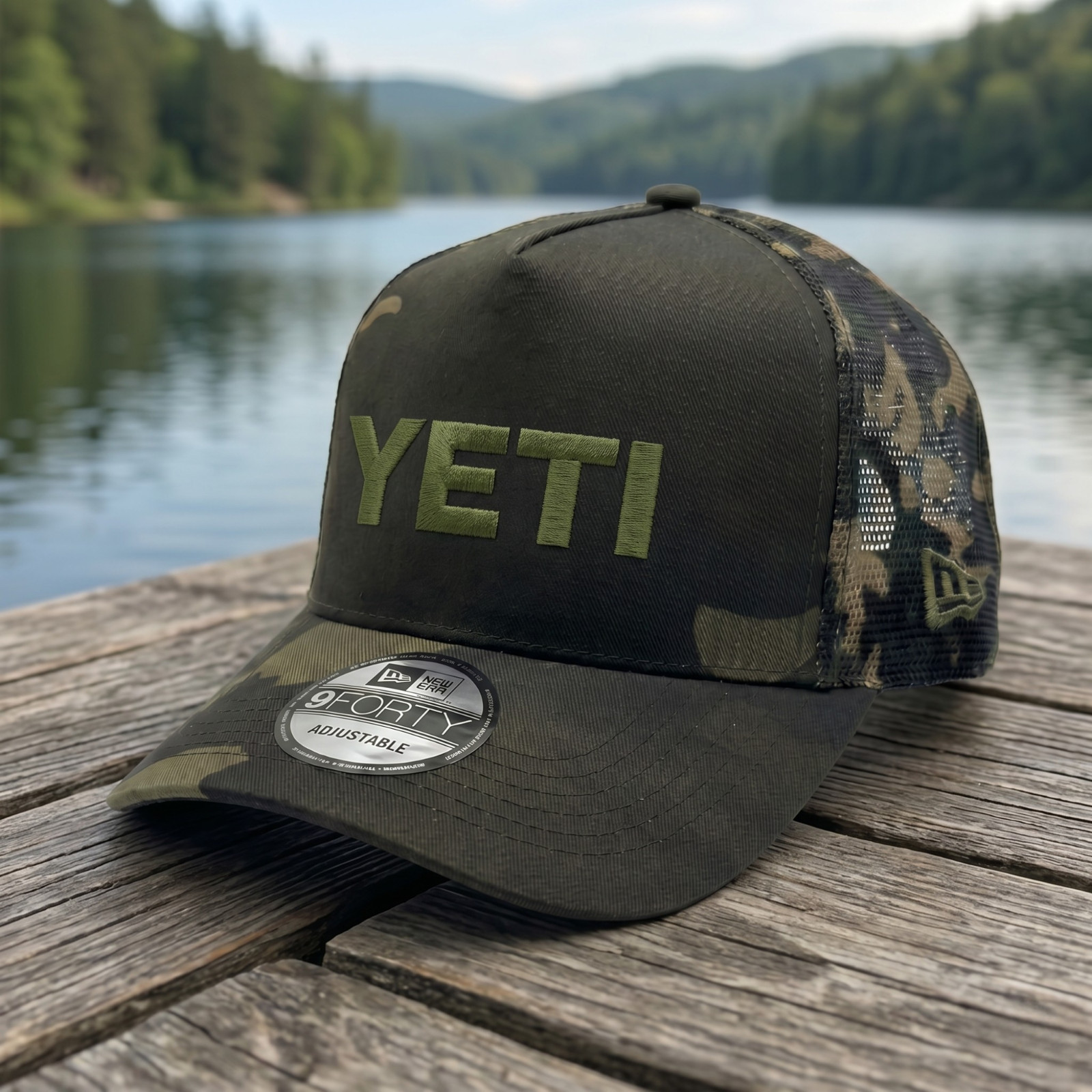 Embroidered YETI Camo Hat Outdoor Camouflage Trucker Cap