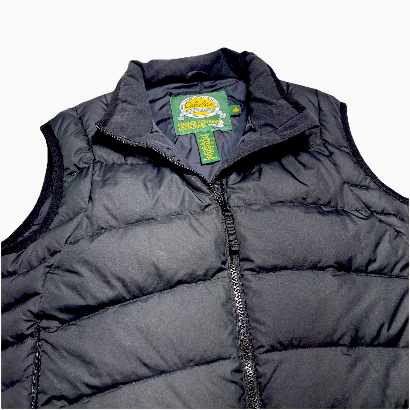 Cabelas Premier Northern Goose Down Puffer Vest Jacket 650 Black Mens MReg Zip