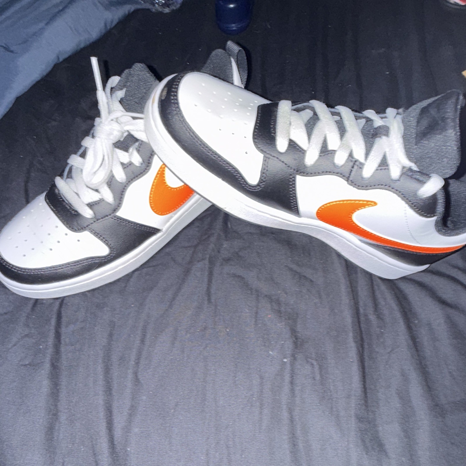 Nike Court Borough 2 GS Low Top Lace-Up Sneakers 7Y White/Black/Orange